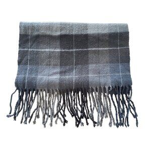 Dockers Winter Scarf Plaid 72 Inches Fringe Trim Gray Acrylic Ultra Soft Wrap